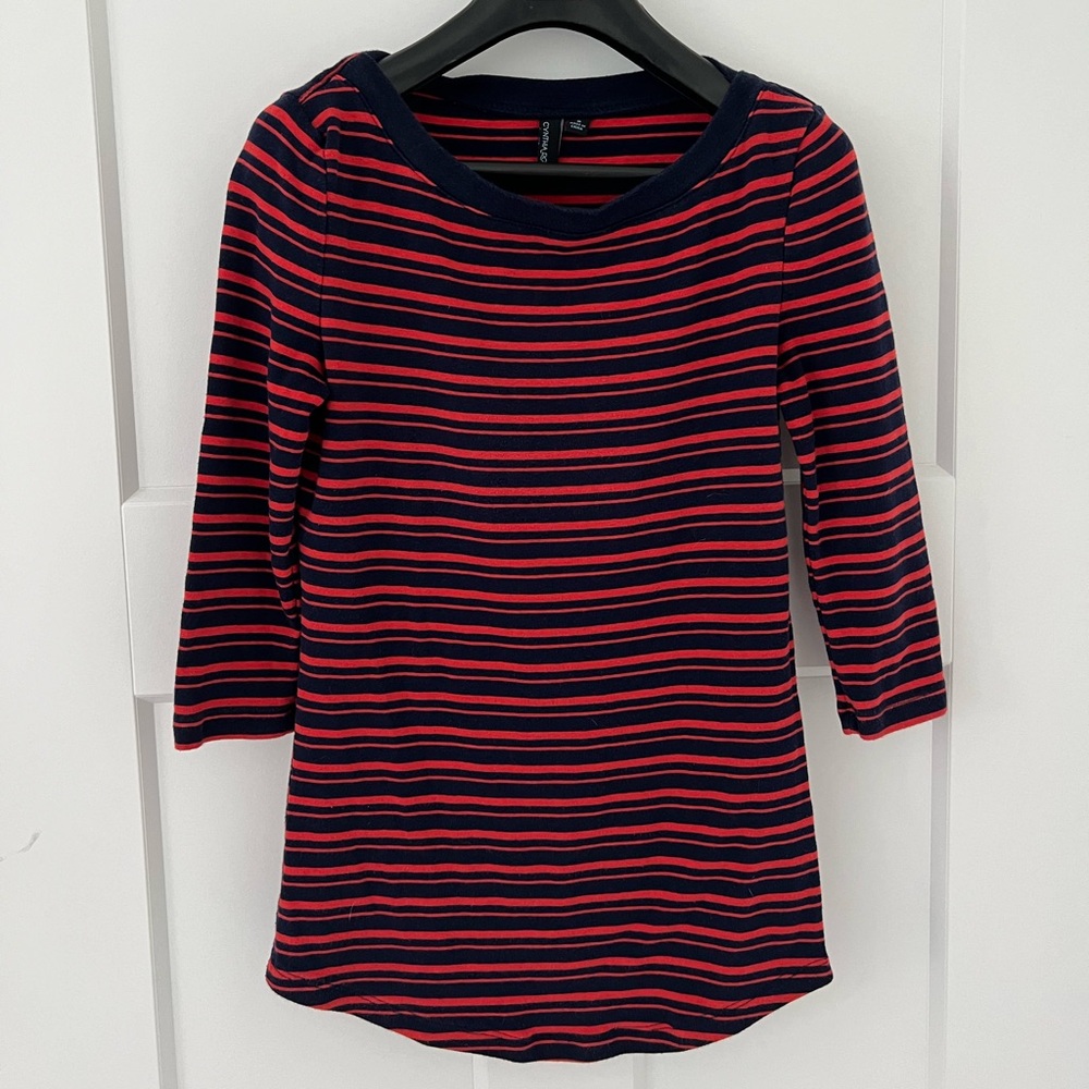 Cynthia Rowley navy + red striped top